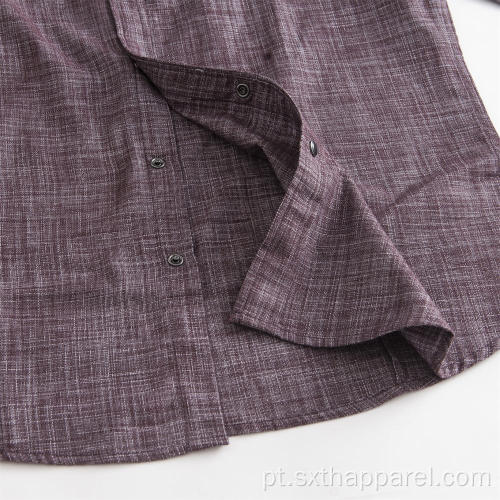 Moda masculina de manga comprida bordada com botões de algodão